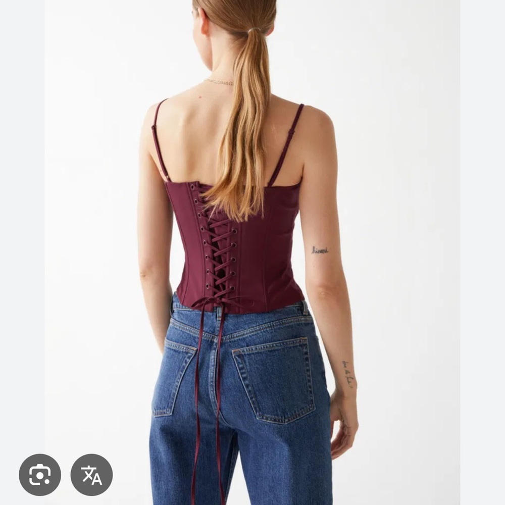 & Other Stories Burgundy Corset Crop Top